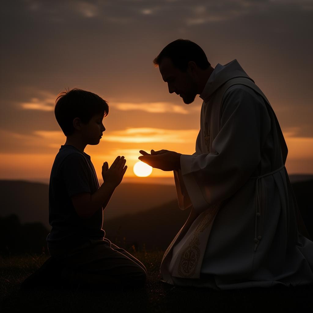 Pai e filho em oração
