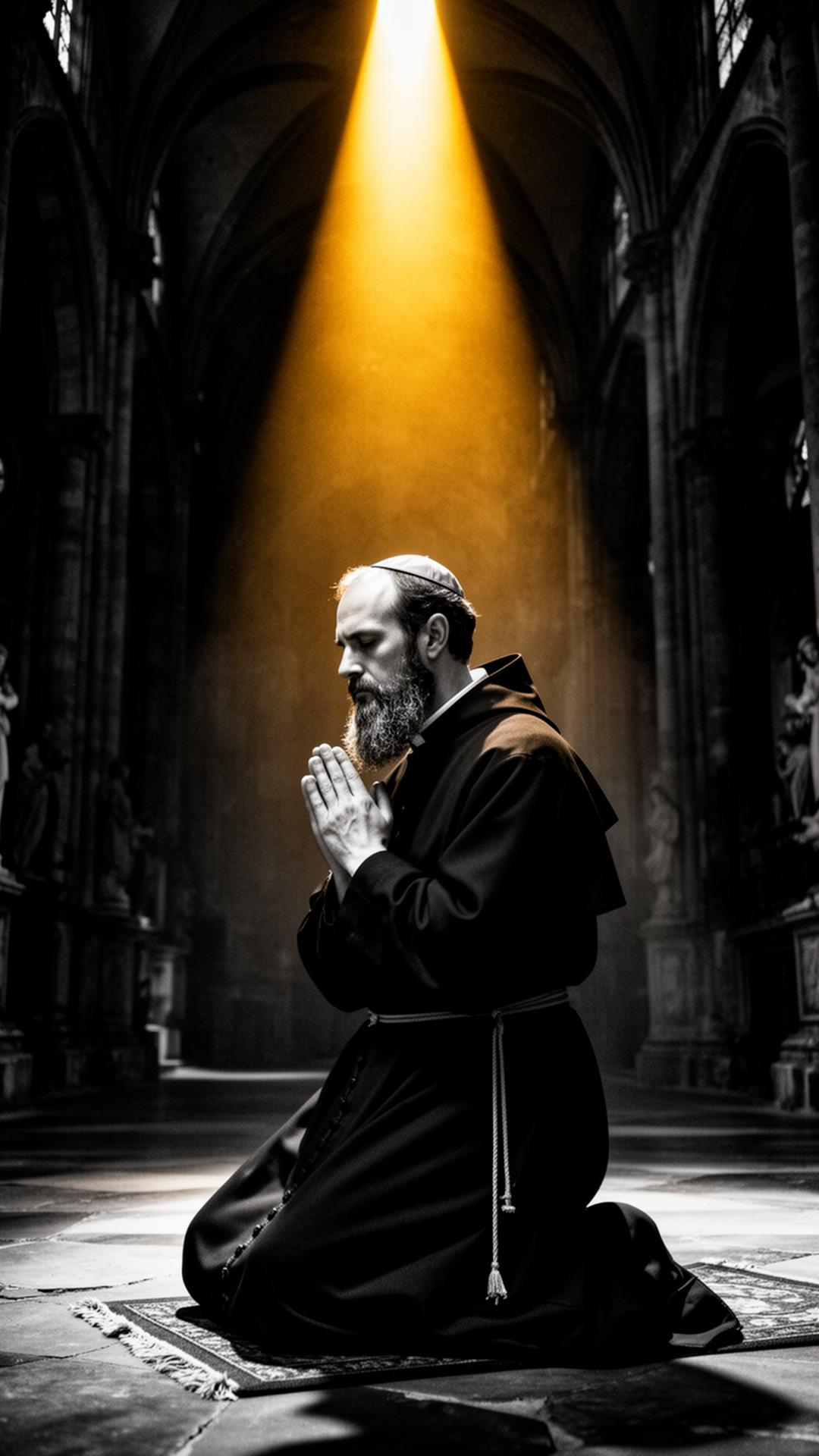 Homem em oração na catedral